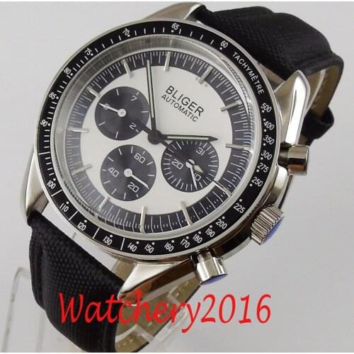40mm Bliger Black Dial solid 316L stainless steel with black bezel Automatic movement mens watch