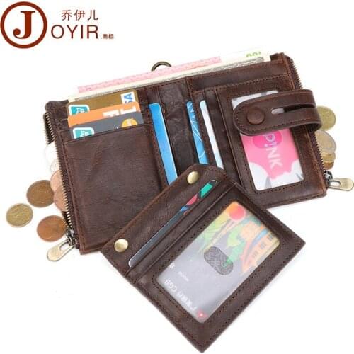 Men Wallet Oil Wax Cowhide Genuine Leather Wallets Coin Purse Clutch Hasp Open Top Quality Retro Short Wallet