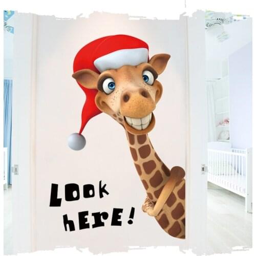 Animals wall decals Removable wallpaper Cartoon giraffe Wall Stickers for kids room decor
