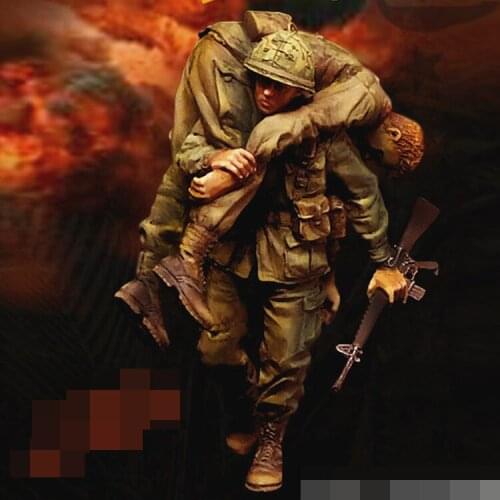 2pcs Unpainted Soldiers GK Resin Figure 1/35 Scale Model Kit Resin Colorless Self-Assembled Toy No.158