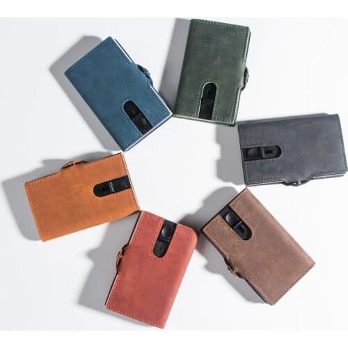 2021 New Crazy Horse Leather Wallet RFID Men Genuine Leather Coin Purse for Male