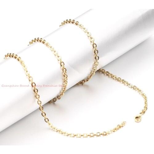 New Charming 16"-40" 10pcs/Lot Fashion 2/2.4/3.2mm Gold 316L Stainless Steel Cross Chain Necklace Top Quality Jewelry