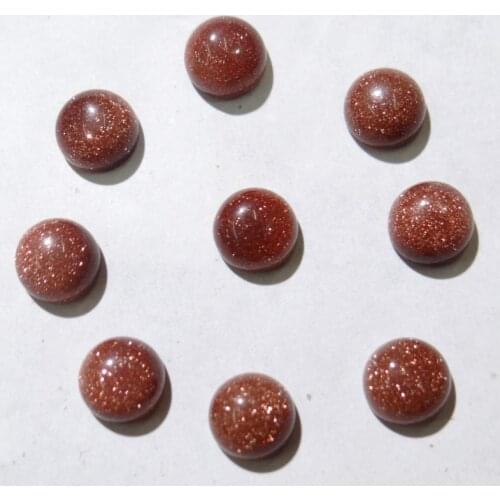 Wholesale fashion natural Gold sand stone round cabochon No hole beads 8mm for jewelry making Ring Accessories 50pcs/lot