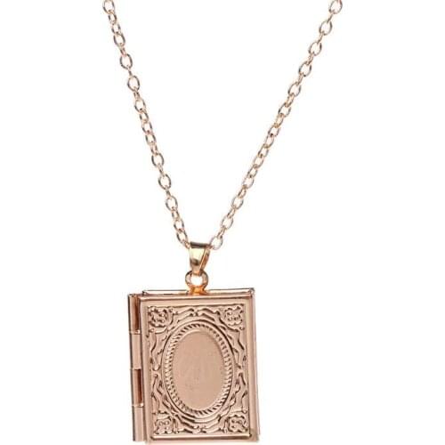 40GB Men Women Gold Islamic Box Photo Locket Pendant Necklace Jewelry Exquisite Gift