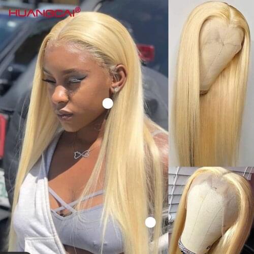 Middle Part Straight 613 Blonde Lace Front Human Hair Wig Pre Plucked Brazilian Remy Honey Blonde 13x4x1 HD Lace Wigs Human Hair