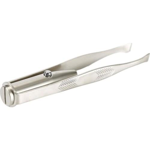 LED Light Eyelash Eyebrow Hair Removal Tweezer Stainless Steel Make Up Tool