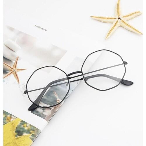 Retro Metal Irregular Polygon Glasses Frame Fashionable Student Art Flat Mirror Spectacles Frames Vintage Optical Glasses