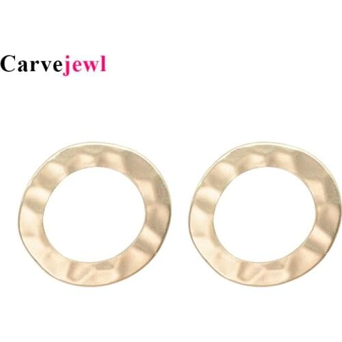 Carvejewl stud earring hammered round circle stud earrings for women jewelry matte gold matte silver plated 2020 spring style