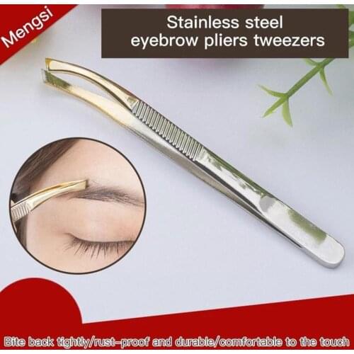 Eyebrow Trimming Clip Eyebrow Pliers Tool Head Gold Clip Elbow Eyelash Tail Steel Tweezer Eyebrow Nickel Plucking U1O9