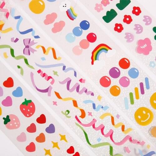 Cute Ribbon Flower Sticker DIY Scrapbooking journal Bottom Collage Phone Diary Happy Plan Gift Decoration Sticker