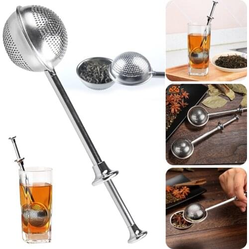 Tea Infuser Stainless Steel Sphere Mesh Tea Strainer Telescopic Coffee Herb Spice Filter Diffuser Handle Red Gold Tea Ball