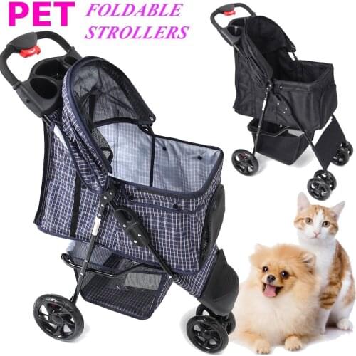2 Colors Foldable Pet Stroller Dog Cat Puppy Sitting Lying Pushchair Stroller Cart Outdoor Lightweight Travel Carrier Pram