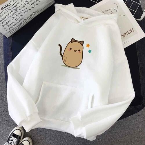 Hoodies Women Pullovers Female Harajuku Spring Autumn Hoodies Love Heart Cute Girl Potato Print Streetwear Top Long Sleeve