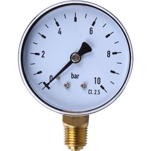 1pcs 1/4 Inch NPT Side Mount 10 Bar Metal Water Oil Air Compressor Pressure Gauge Manometer Pressure Measuring Tool Wholesale