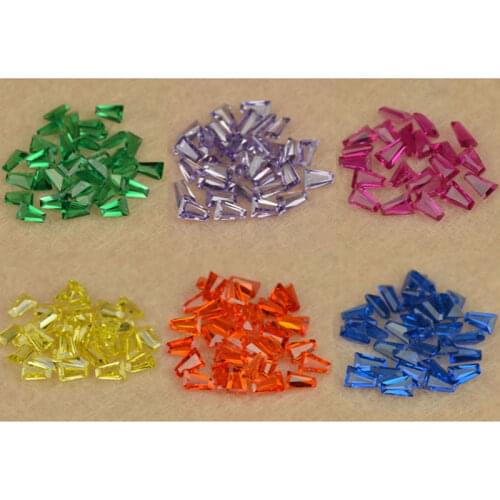 100pcs/Lot Multicolor Ladder Shape Synthetic Gems CZ Stone Orange Red White Trapezium Step Cut Cubic Zirconia Beads For Jewelry