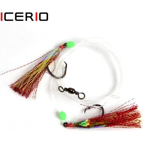 100bags Wholesale Sabiki Rig Saltwater Fishing Flashabou Tail Rigs Size 4/0# 5/0# 6/0# 7/0# 8/0