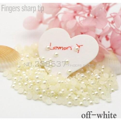 1000pcs 3mm 3D creamy-white pearl half flat surface beads gems nail Art diamond jewelry DIY decoration