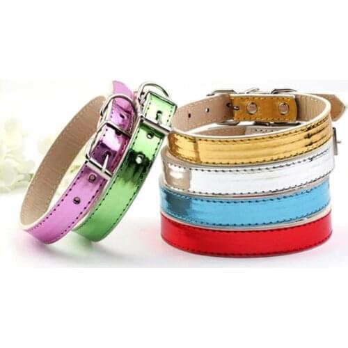 120 pcs/lot Pu Leather Dog Collar Adjustable Buckle Pet Puppy Dog Cat Collar Puppy Strap Dogs accessories