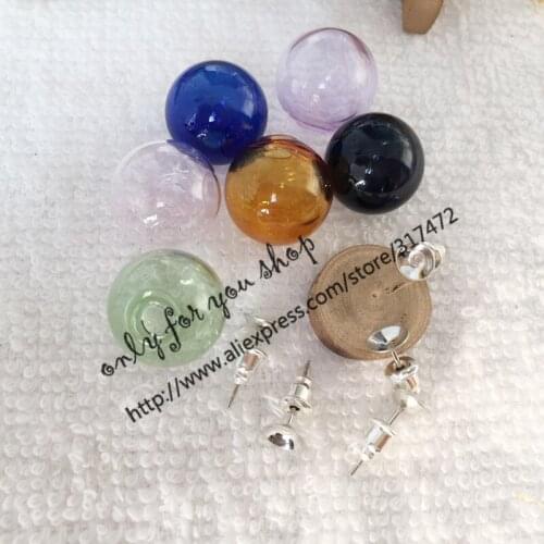 200set/lot 16*4mm Glass Bubble & Stud Earring set DIY Glass Vial Pendant