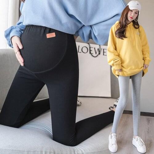 2020 New Maternity Pants Fashion Momn Cotton Solid Color High Waist Belly Leggings Stretch Slim Feet Bottoms for Pregnancy Women