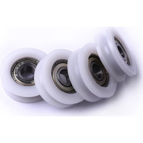 5pcs 5x24x7mm Round Groove Nylon Pulley U Groove Track Roller Bearing