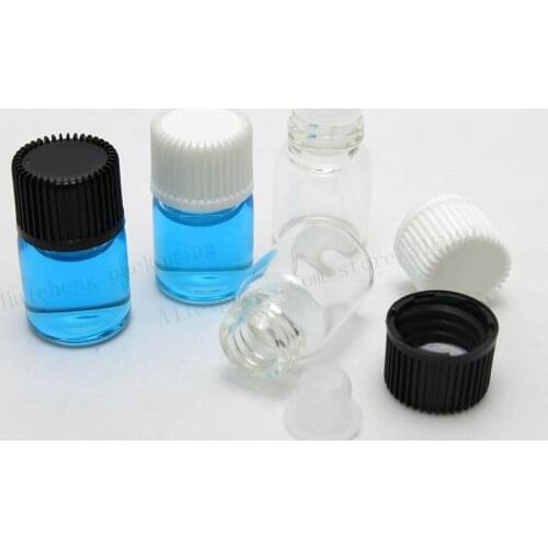 500 x 2ML Empty Clear Mini Glass Essential Oil Bottle 2CC Transparent Samples Vials Orifice Reducer cap Mini Cosmetic Container