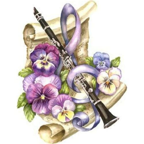 5D DIY Diamond Painting Clarinet pansy Full Square Diamond Embroidery Stitch Rhinestone Picture Round Tablature Drill Home Decor
