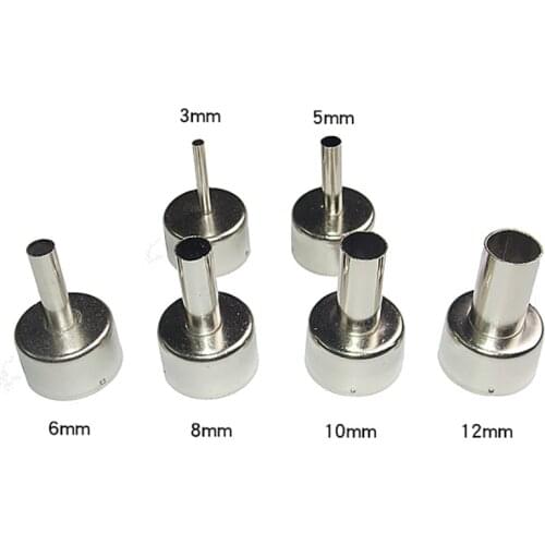 6Pcs 3-12mm Circular Nozzles For 858 868 8586 Hot Air Soldering Station Aluminum Alloy Universal Meatal Heat Gun Resisting
