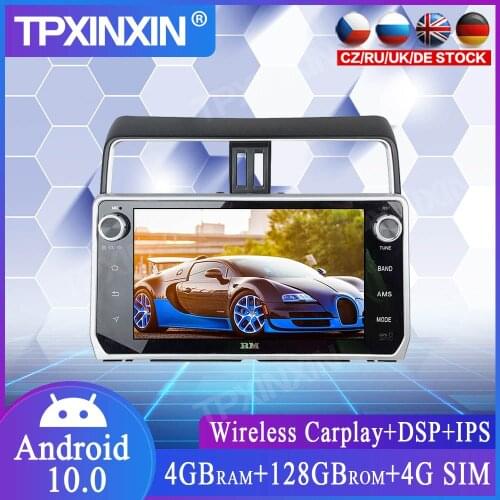 4+128G Android 10 For Toyota Land Cruiser Prado 2018+ Car Multimedia Player GPS Navi Head Unit Radio Audio Stereo Tape Recorder