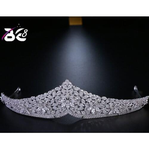 Be 8 2018 New Design Crown AAA Cubic Zirconia Flower Shape Wedding Bridal Tiaras Women Girl Hair Jewelry Accessories H064