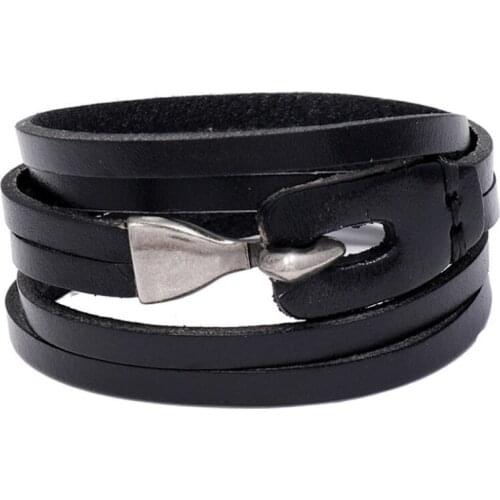 Fashion Punk Casual Multilayer Bracelet Cuff Genuine Leather Charm Wristbands Vintage Bangle Wrap Women Men Rock Gothic Jewelry