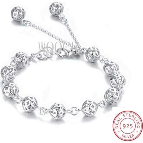 High Quality 925 Silver Hollow Ball Bracelet For Women Girl Bracelets & Bangles Best Gift Jewelry Accessory