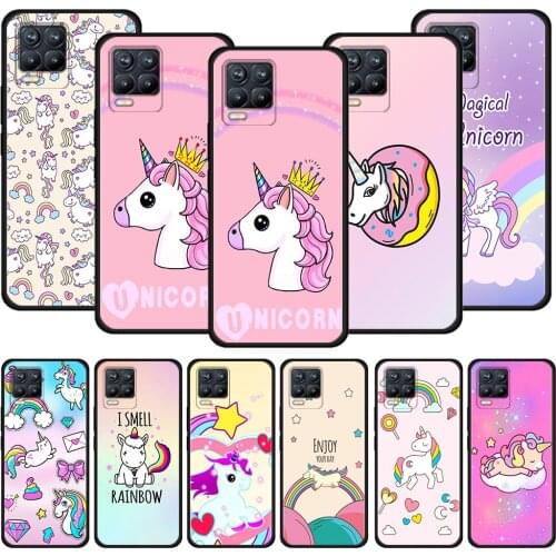 Unicorn Dolls Black Case For Realme 8 C21 5 6 7 Pro C3 XT GT Master Explorer 7i X50 C11 C21Y C20A X7 Cover Caso Silicone Shell