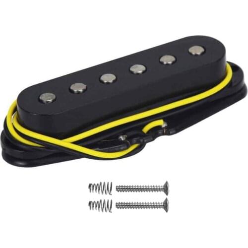 FLEOR Black Flat Pole Alnico 5 Single Coil Bridge Pickup 52mm for ST FD Style Electric Guitar