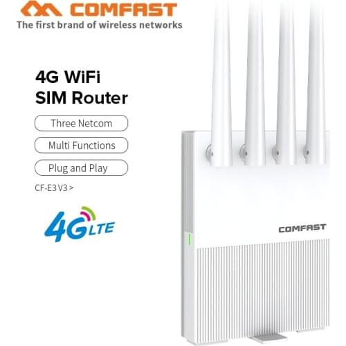 COMFAST CF-E3 2.4GHz Wireless Wifi Router Outdoor 4G SIM Card 300Mbps Wireless 4 Antennas Industrial Grade CPU Base Station AP