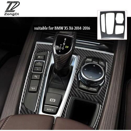 ZD 1pcs Interior Decorative Shift Panel Carbon Fiber Stickers Car Sticker For BMW X5 E70 X6 E71 m accessories 2014 2015 2016