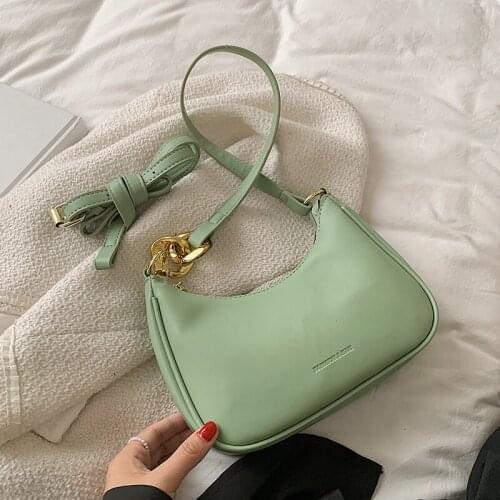 Elegant Armpit Sling Handbags Solid Color Women PU Leather Crossbody Bags Simple Shoulder Messenger Bags for Women 2021