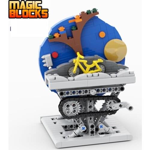 MOC DIY Travel Around the World Rotating blocks Science/electric Series Traveling world Hand Rotating Education Toy Kids Gifts