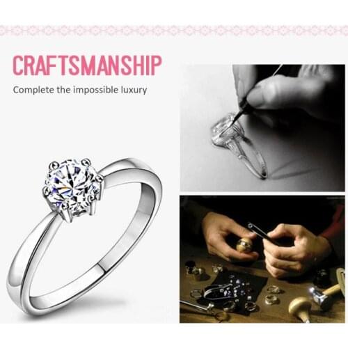 Sterling Silver Ring With Zircon Crystals Six Prong Diamond Ring Bracelet Zircon Ring For Women