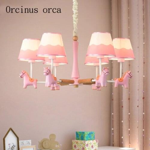 Cartoon creation horse chandelier boys and girls bedroom Princess Room childrens room modern simple animal pendant lamp