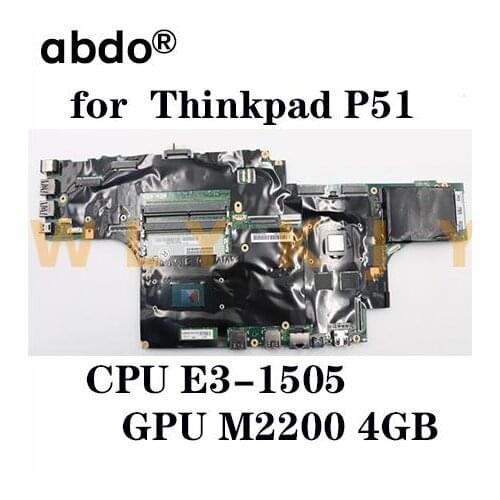 For Lenovo ThinkPad P51 laptop motherboard with E3-1503 CPU M2200 4GB GPU tested 100% working FRU 01AV365 01AV375