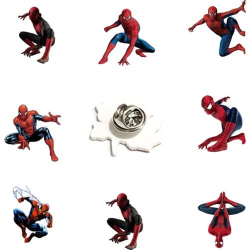 Disney Marvel Avengers Spider-Man Acrylic Lapel Pins Epoxy Resin Badge Brooches for Boys Men Fashion Accessories Jewelry XDS1139