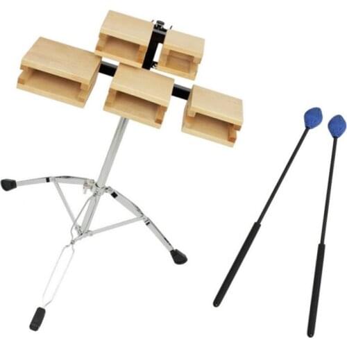 Maple Percussion Instrument Block Set w / Stand Tripod & 2pcs