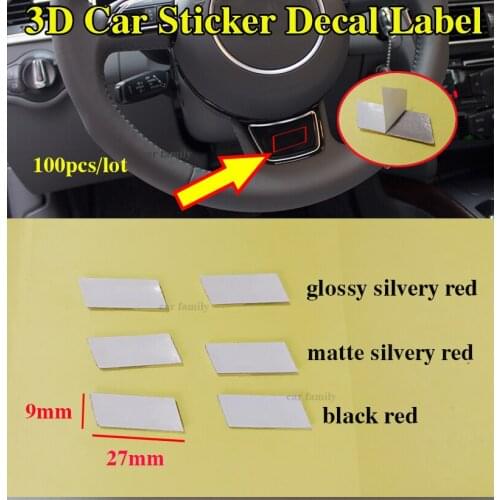 100pcs Car Steering Wheel Sticker Aluminium 3D Auto Emblems Badge Sticker Decals 27mmx9mm for A1 A2 A3 A4 A5 A6