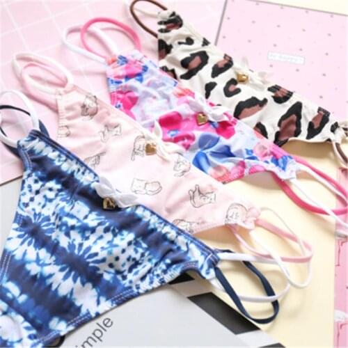 2PCS Girls Underwear Child G String Calcinha Infanti Teenagers Thong Underwear Girl Panties Sexy Polyester Childrens Thongs