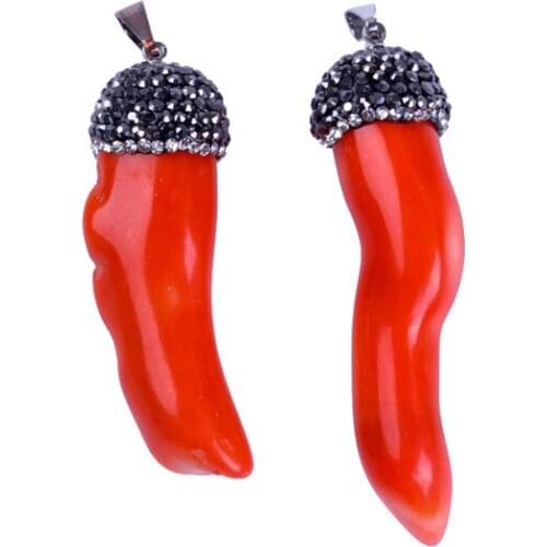 New Year Lucky Gift Red Chili Shape Stone Stone Silver Chain Pendants & Necklace Rhinestone Crystal Quartz Necklace women