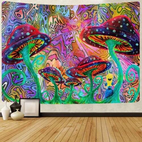 Psychedelic Shrooms Tapestry Colorful Abstract Trippy Tapestry Wall Hanging Tapestries for Home Dorm Fantasy Decor Beach Mat