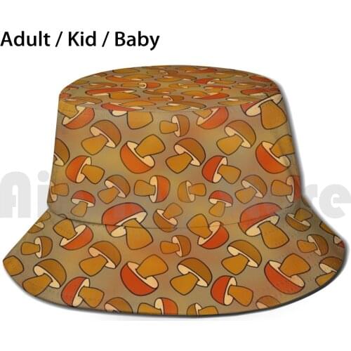 Porcino Mushroom Pattern Sun Hat Foldable UV Protection Mashroom Mashrooms Porcino Porcinis Forest Autumn Fall Autumn