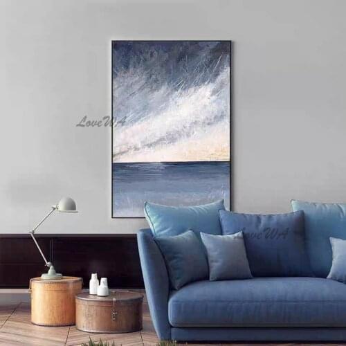 Modern Abstract Oil Painting Of Sea And Sky New Arrival Home Good Wall Art Canvas Painting Wall Picture For Restaurant Unframed