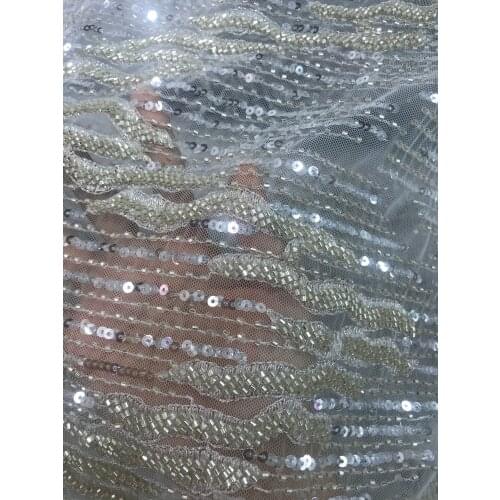 Special Embroidery African Net Lace Fabric with beads SYJ-108885 Nigerian French Embroidered Lace fabric